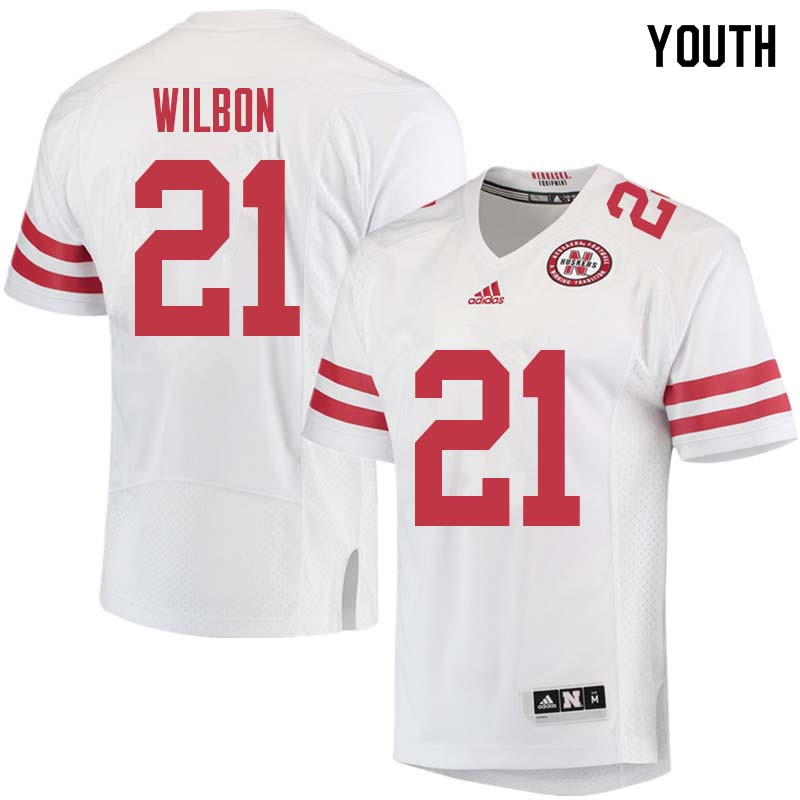 Youth #21 Mikale Wilbon Nebraska Cornhuskers College Football Jerseys Sale-White - Click Image to Close